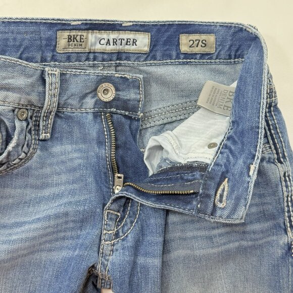 Bke Carter Straight Jeans Men Size 27S Distressed Torn Rough Faded Streetwear - Picture 9 of 12